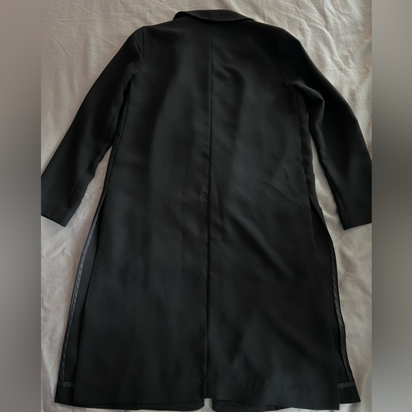 Black midi length women’s blazer jacket with side slits - Picture 2 of 4